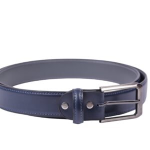 Dark Blue Leather Belt for Men